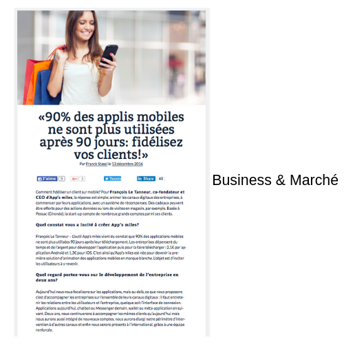 article Business & Marché app's miles