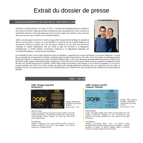 Extrait du dossier de presse lancement marque Cork  Selon L  Agence